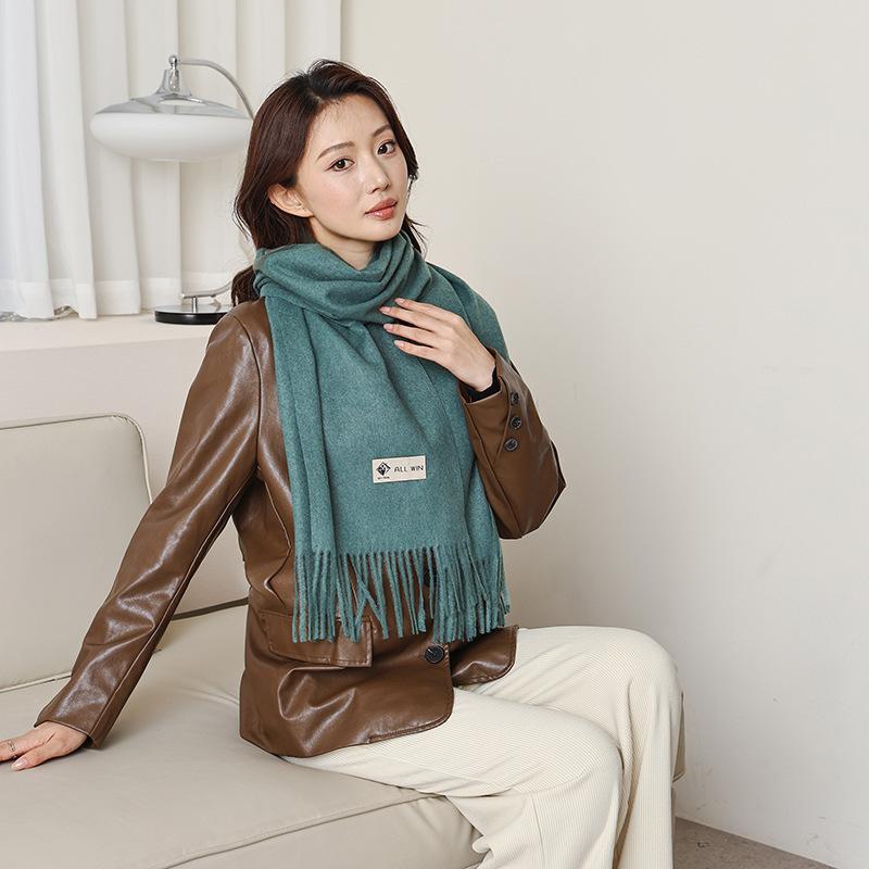 Cashmere Scarf Shawl High End New Wool Scarf Women's Winter Thickened Solid Color Scarf for Men