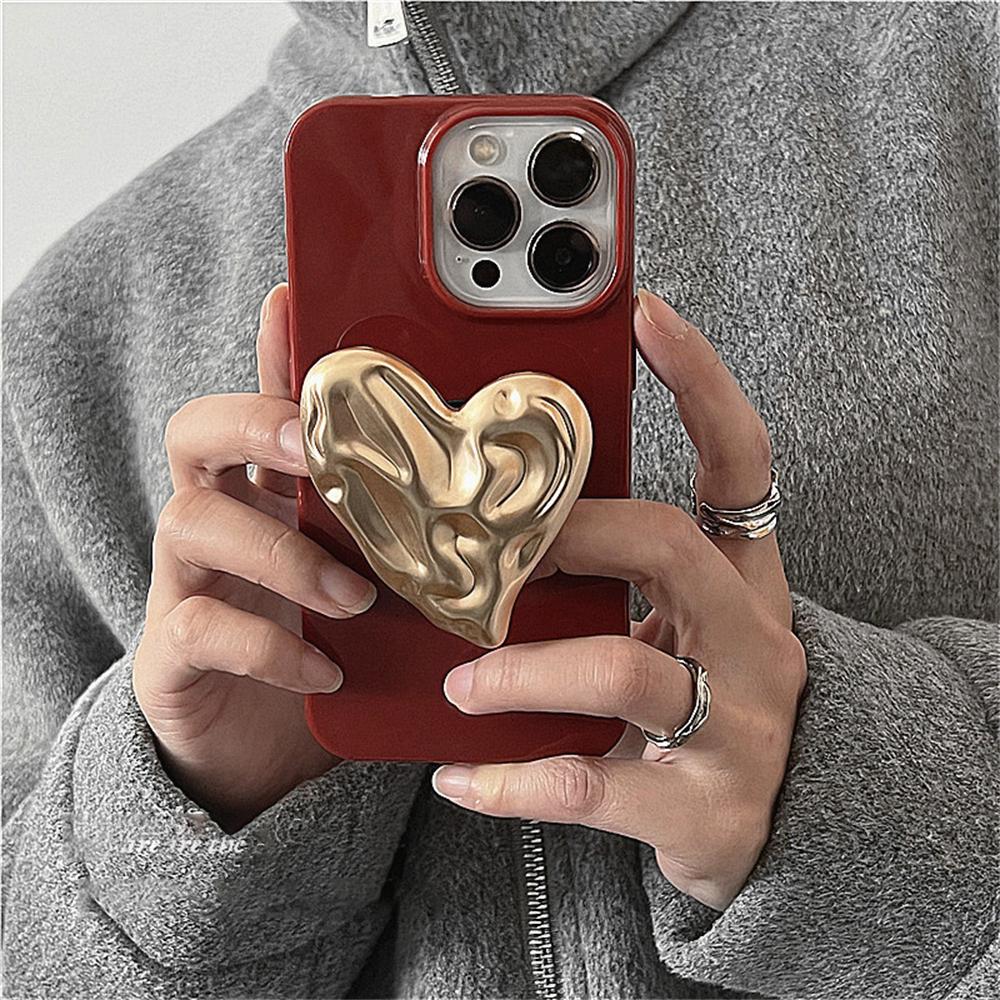 Korean Metal Love Heart Grip Tok Griptok Finger Holder Ring For iPhone Samsung Accessories Trendy Holder Stand Griptok