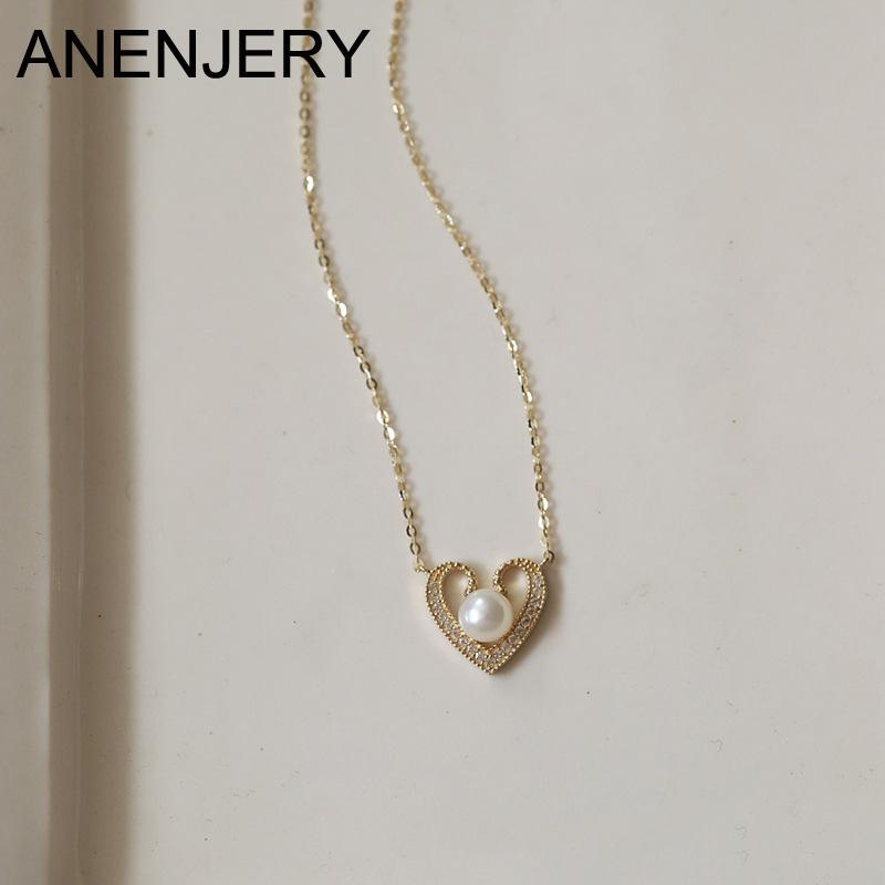 

ANENJERY искусственный жемчуг, романтическое ожерелье с подвеской в ​​форме сердца для женщин, винтажное ожерелье с персиковым сердечком и воротником, свет, роскошные ювелирные изделия