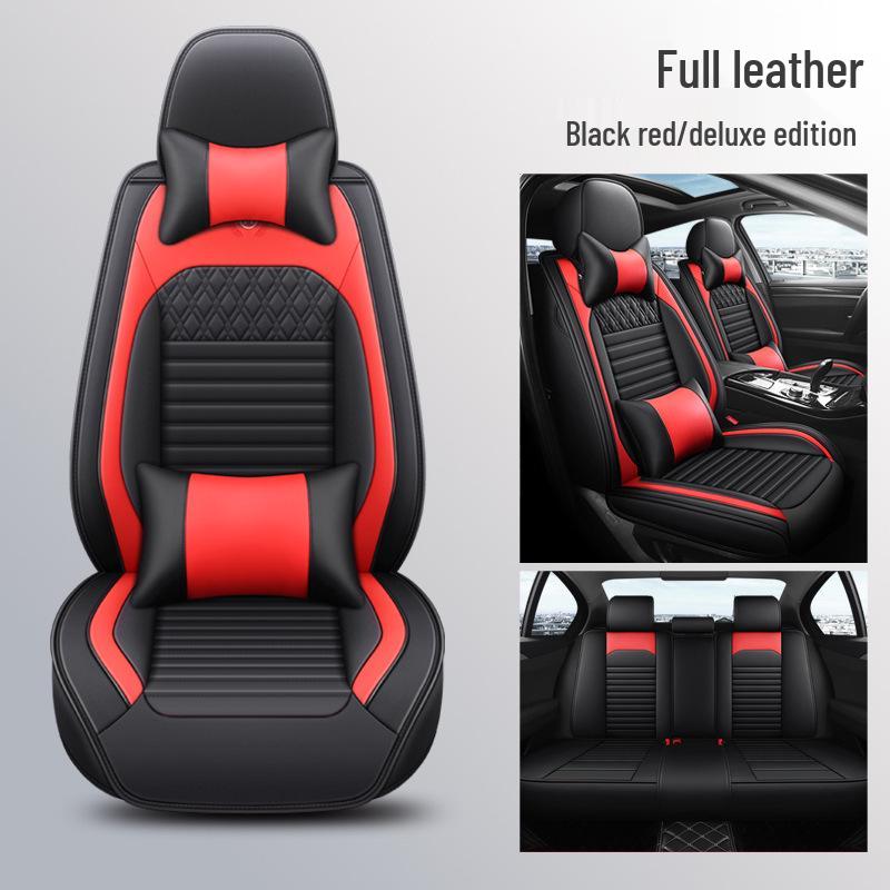 Универсальные полностью охватывающие дышащие кожаные мультяшные чехлы на автомобильные сиденья на пять мест, подходят для всех сезонов в малолитражных автомобилях.