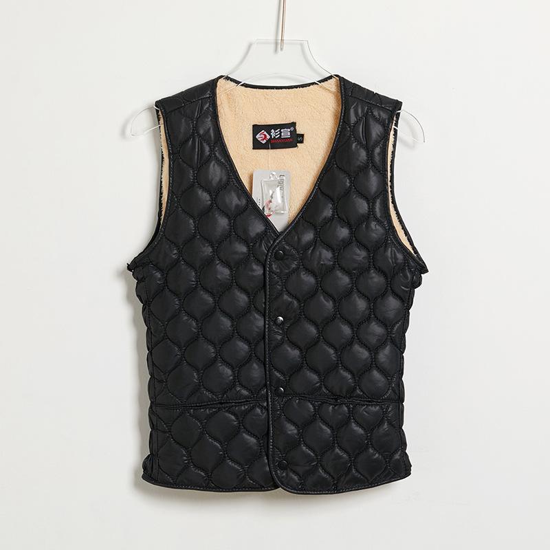

Женский хлопковый жилет с подкладкой, хлопковая майка, женские модели на осень и зиму, для пожилых людей, жилет с короткими секциями, шерстяные жилеты, модные и теплые 3XL чёрный