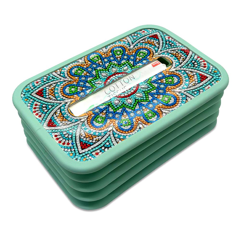 Mandala Crystal Diamond Embellished Paper Towel Box Diamond Painting Tissue Box for Bathroom Living Room Bedroom