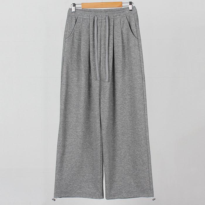 Ppaeppae Custom 2-Way Two-Pintuck Adjustable Hem Drawstring Wide Training Sweatpants 4 Colors (Short / Long 2 Types Of Length)