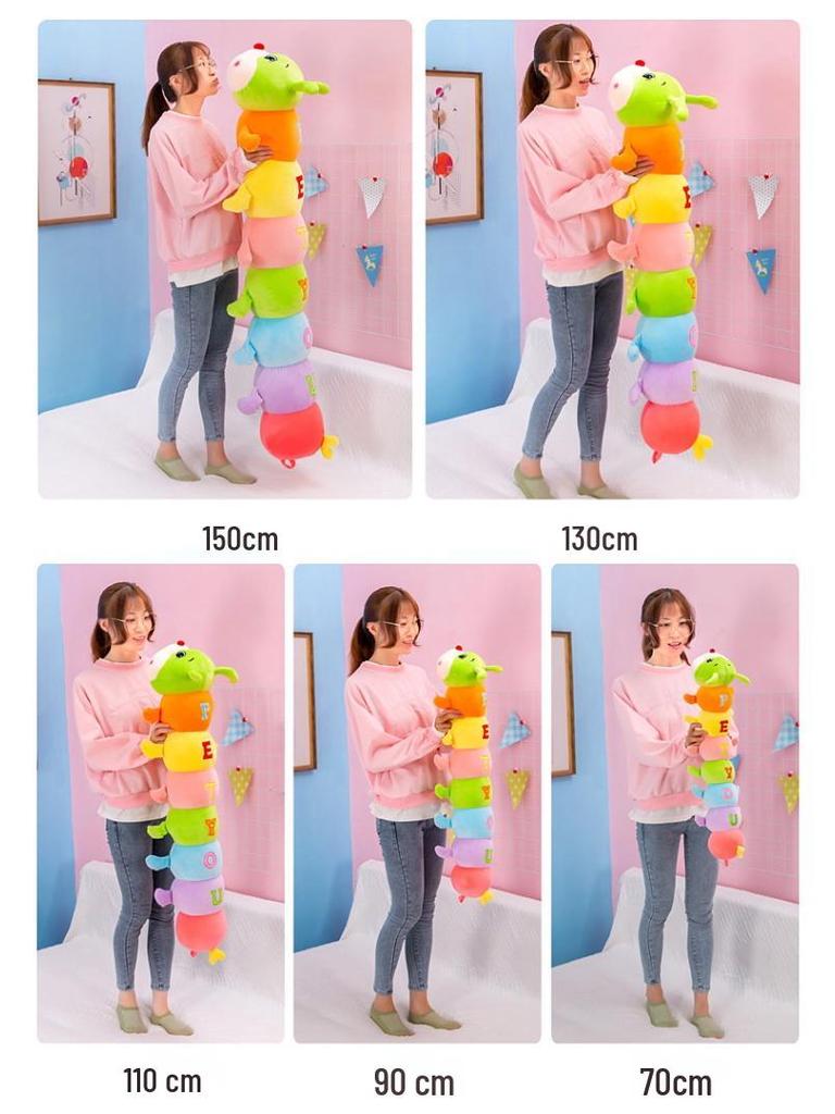 Colorful Caterpillar Plush Toy - Large Sleeping Pillow for Girls