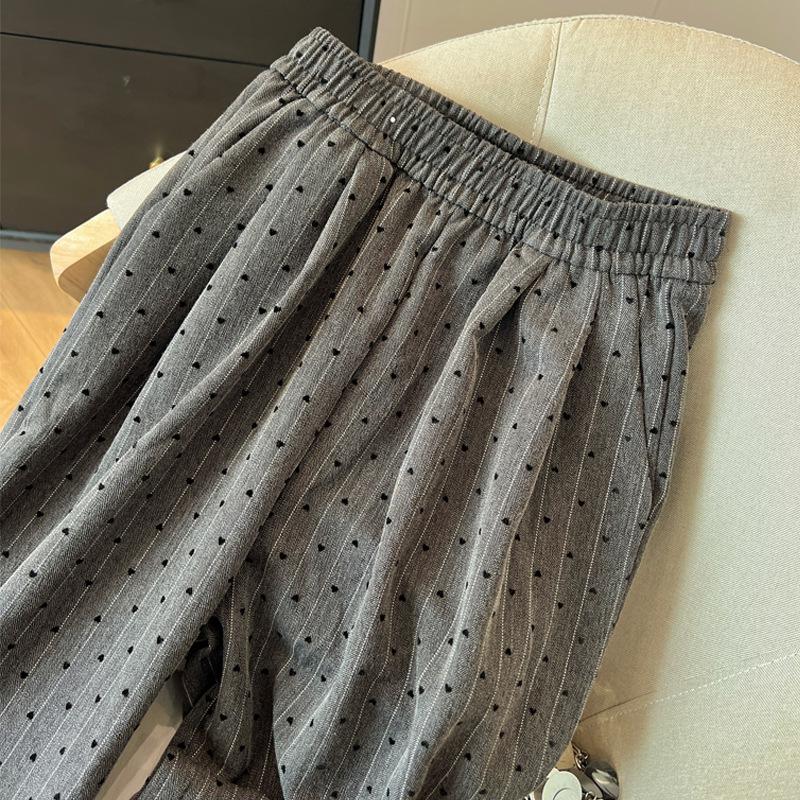 Women's Polka Dot Wide-Leg Pants - High Waist, Loose Fit, Floor-Length, 2025 Spring/Autumn Collection.