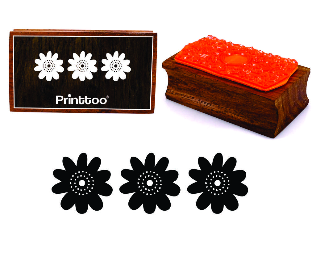 Printtoo Floral Design Rectangular Wooden Rubber Stamp Block Scrap-Booking