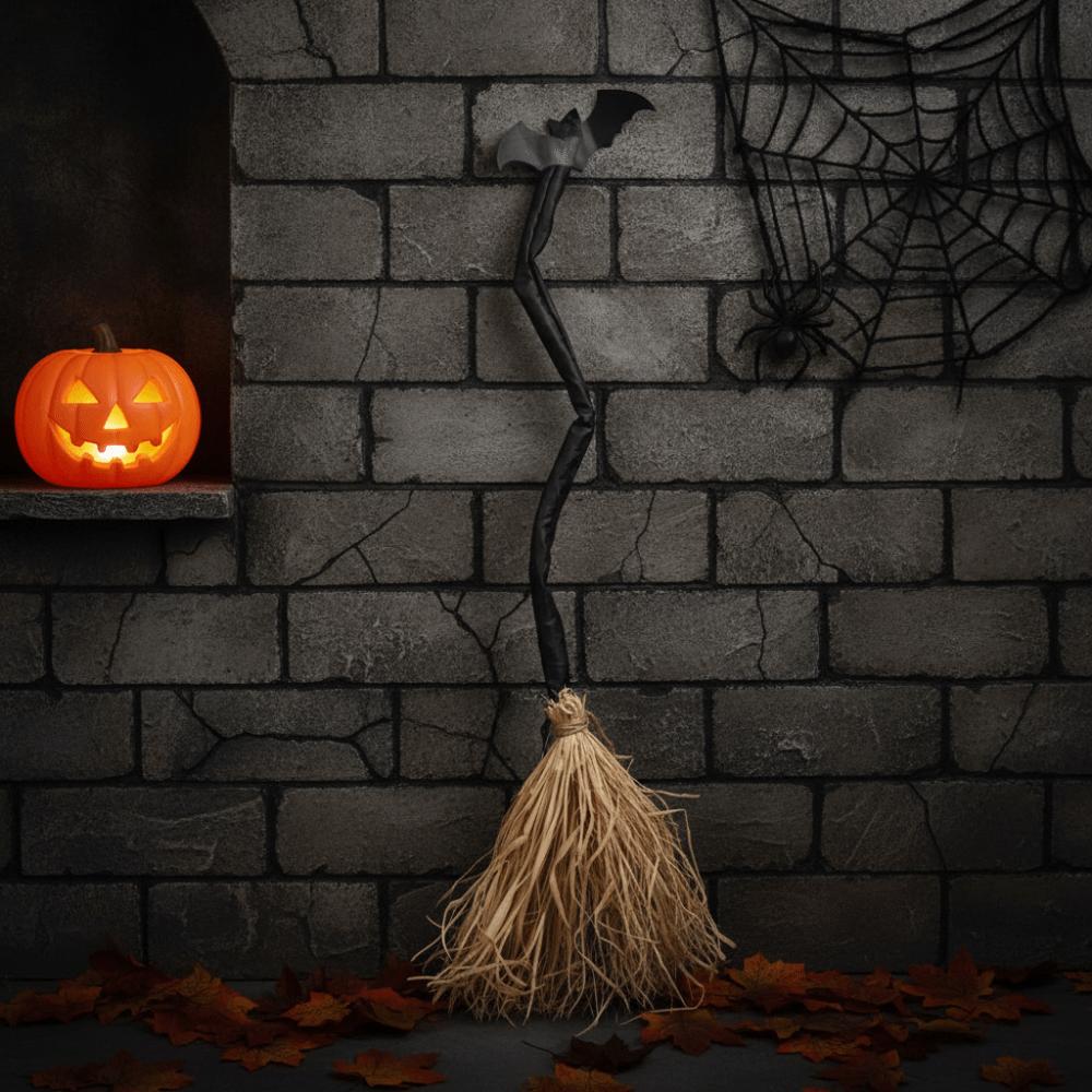 Bendable Stick Halloween Magic Witch Broomstick Glowing Halloween Party Broom Prop Indoor