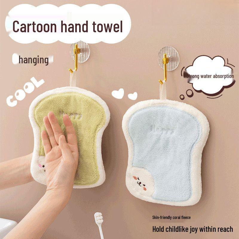 Quick-Drying Cute Cartoon Hand Towel - Absorbent, Thickened, Hanging Type for Bathroom