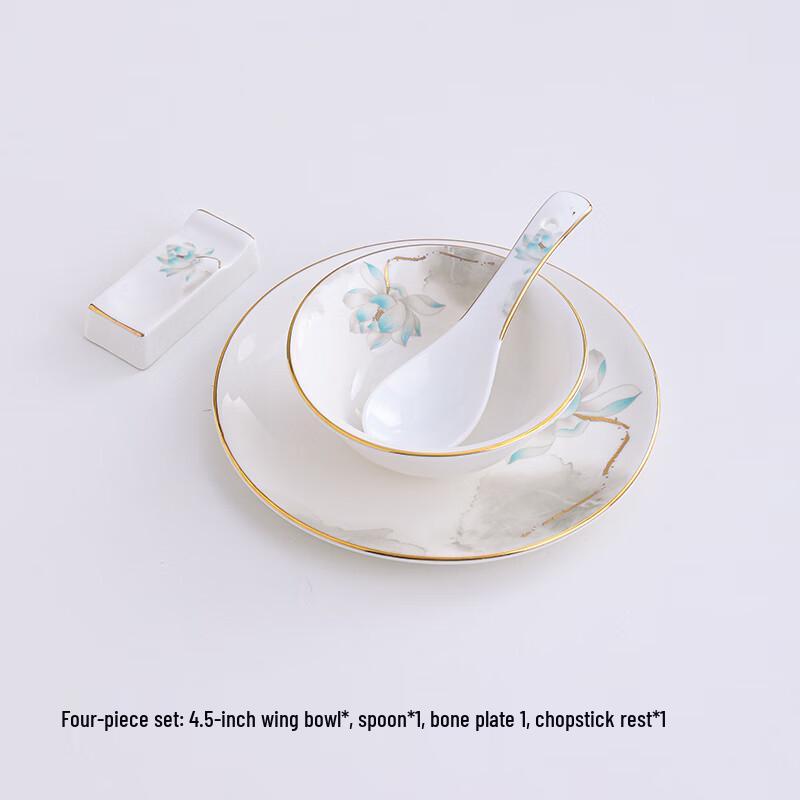 Керамический набор подставок для палочек  Лотос с золотым ободком