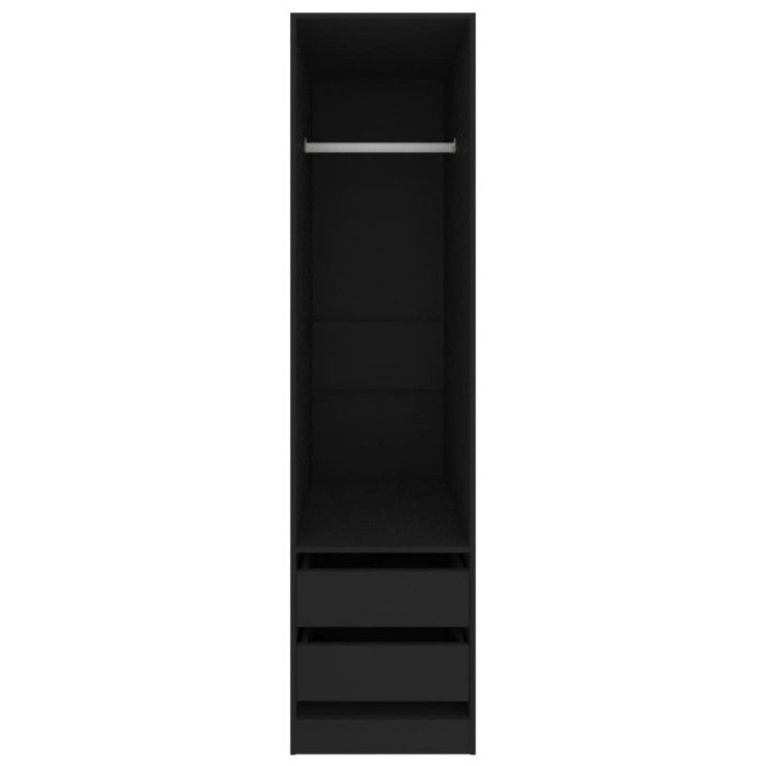 Garde-Robe - VIDAXL - Armoire de Rangement - 2 Tiroirs - Bois d'Ingénierie - Noir