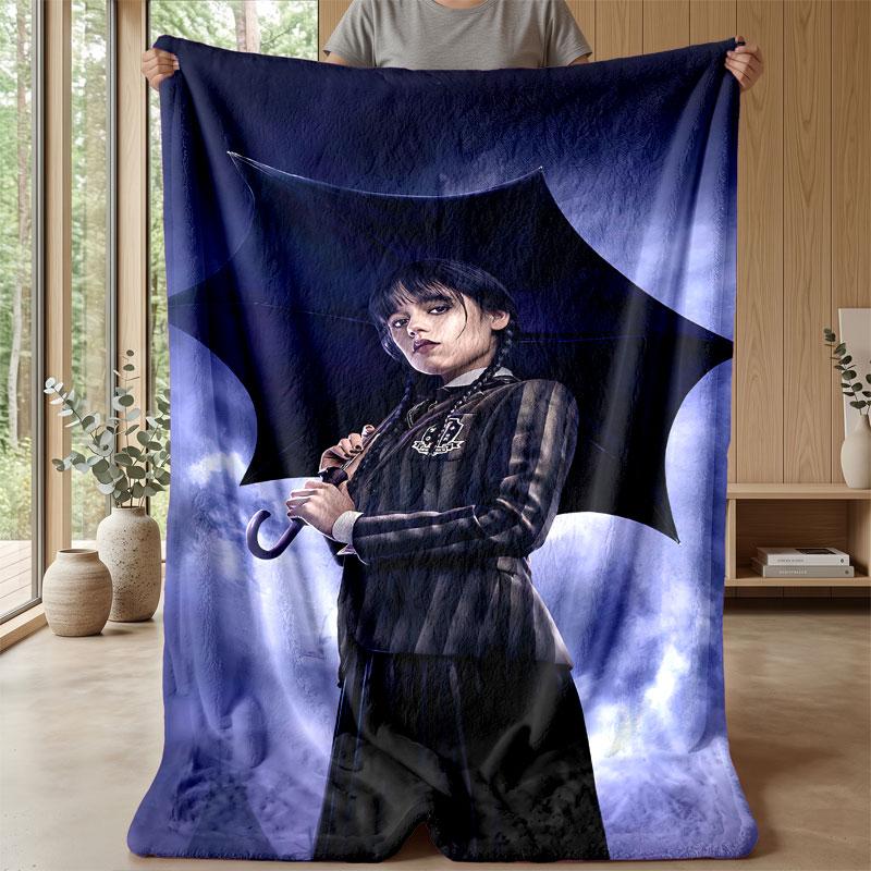 Soft Flannel Blanket Lightweight Cozy Bedroom Living Room CoverWednesday Addams