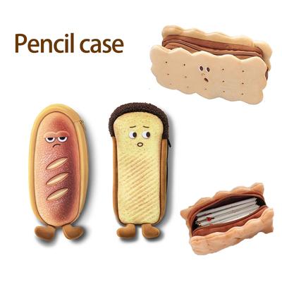 1pcs Cookie Pencil Case Bread Pencil Case Toast Pencil Case  Unisex Stationery Large Capacity Portable Bag Cosmetic Pouch