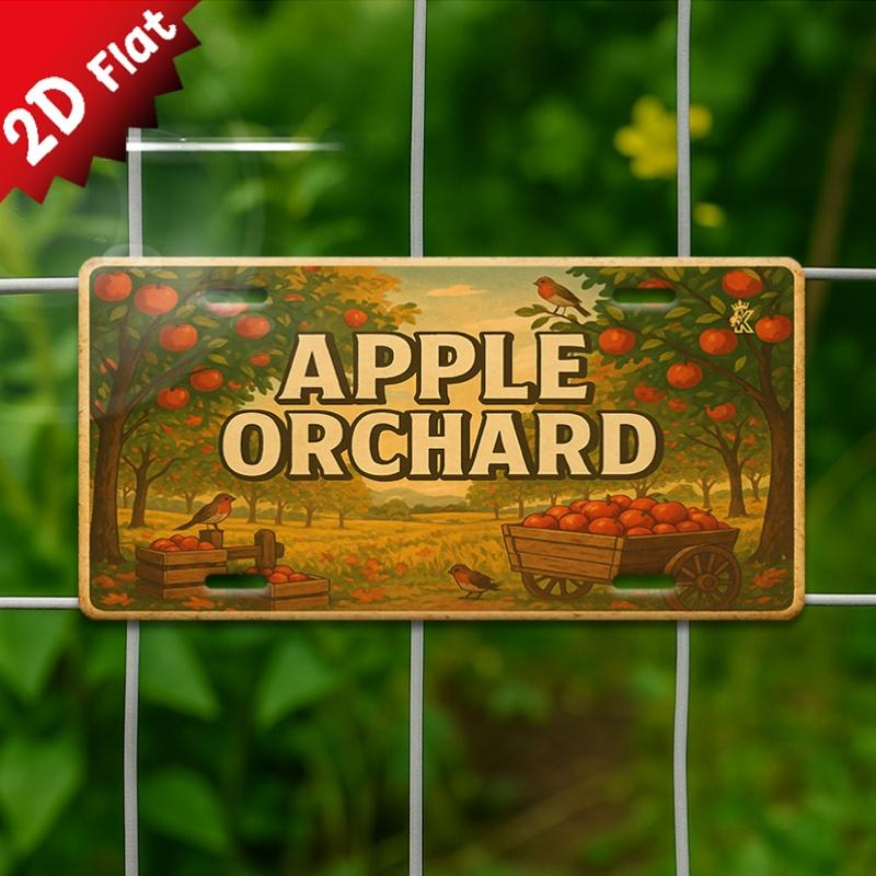 D Flat  Single Piece Vintage Metal  Sign Decorative Plaque And Signboard  Minimalist Art Decor Featuring Apple Orchard 15x30cm(5.9x7.8inch)
