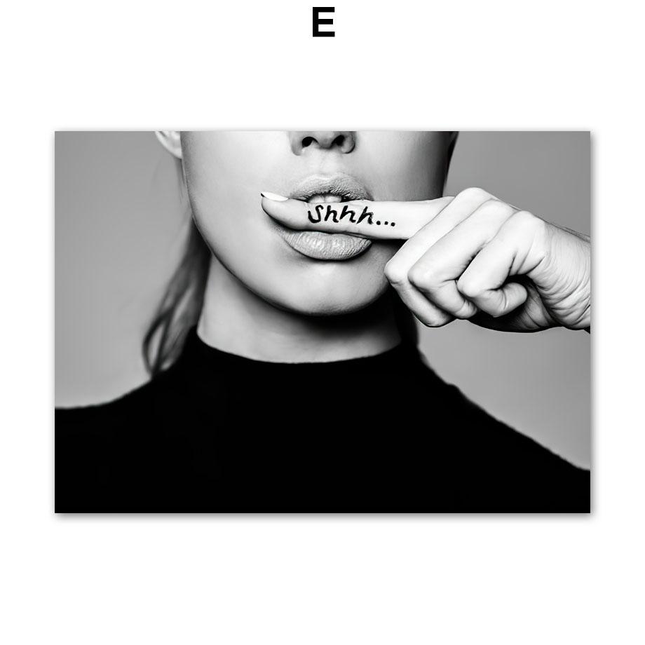 Paris Mode Mädchen Buch Lippe Tür Wandkunst Malerei Schwarzweiß Vintage Poster Bilder Für Wohnzimmer Dekor Leinwanddrucke