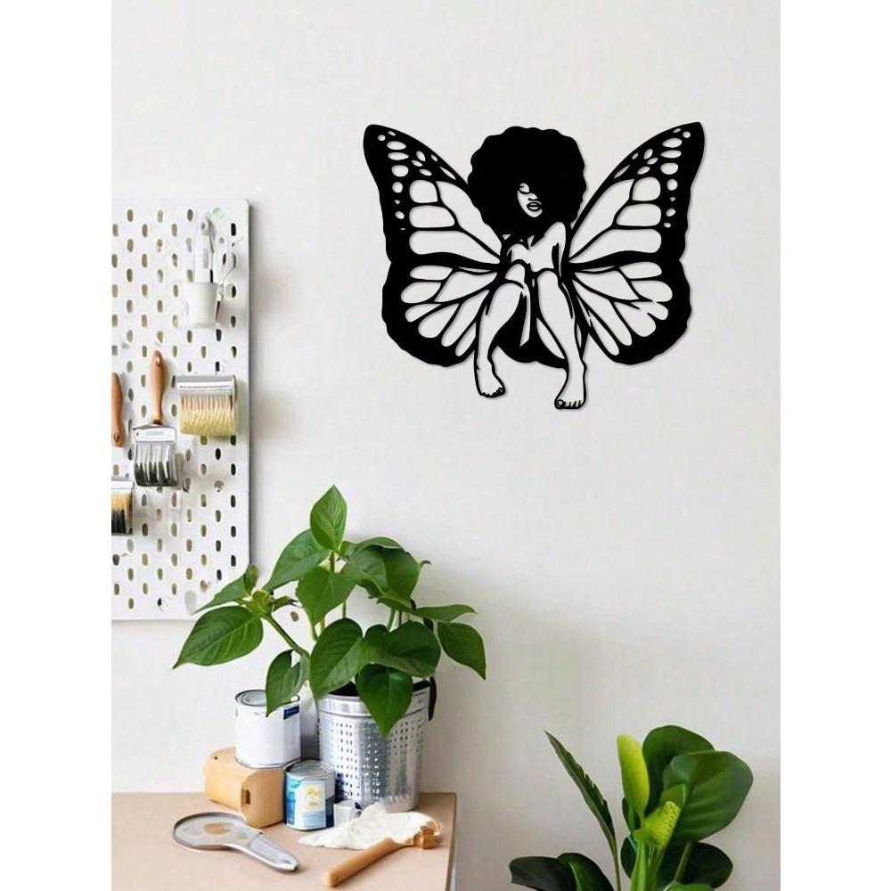 African Woman Butterfly Metal Wall Art Elegant Living Room Bedroom Wall Decor Gift