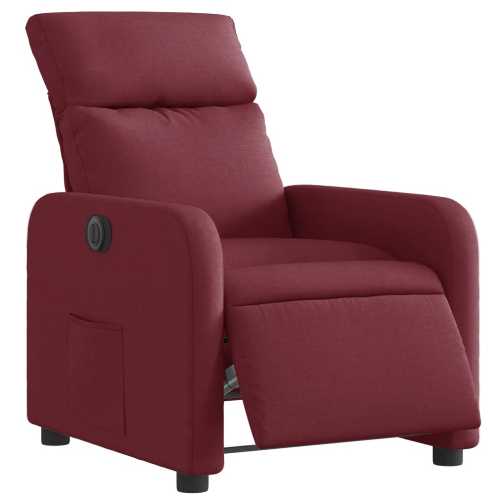 Vidaxl Electric Recliner, Wine Red, Fabric Upholstered
