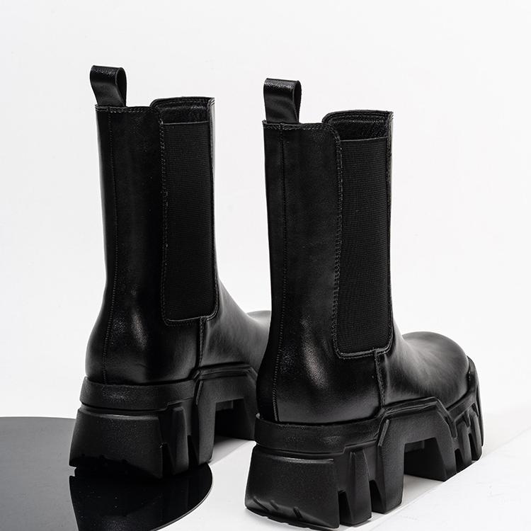 Trendy Chelsea Men's Boots High Top Male Punk Sle Leather Boots Man 8cm Heightened Digger Boots for Men