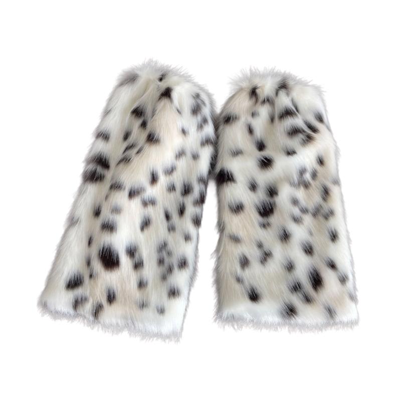 Coprigambe Pellicciati Ispessiti da Donna Lunghi Comodi Polsini per Stivali per Calore alla Moda Scaldamuscoli Peluche Morbidi con Fantasia Leopardo