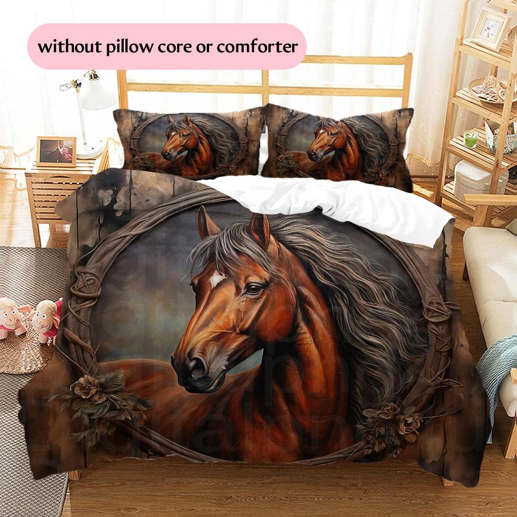 1PC Horse Bedding Quilt Set Quilt Cover Pillowcase Home Decoration Birthday Gift (1 * duvet cover + 2 * pillowcase, without core)