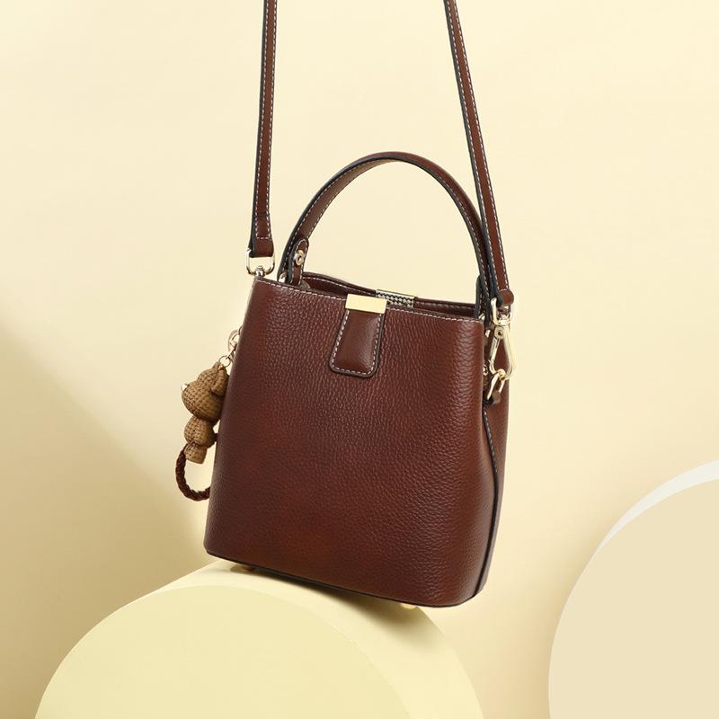 Bucket Bag Versatile Portable Women'S Bag Leather High-End Shoulder Messenger Bag Luggage