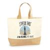 Tote Bag - PLANETEE - Entrepreneur Woman I Can't - Printed Jute Made In France - Beige - Large Capacity