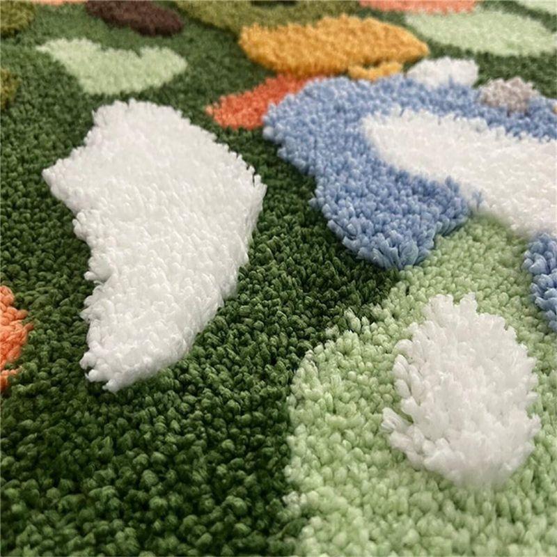 M-Modern-Irregular Green And Yellow Moss Carpet, Grass Moss Carpet Bedroom Kitchen Laundry Room Non-Slip Floor Mat