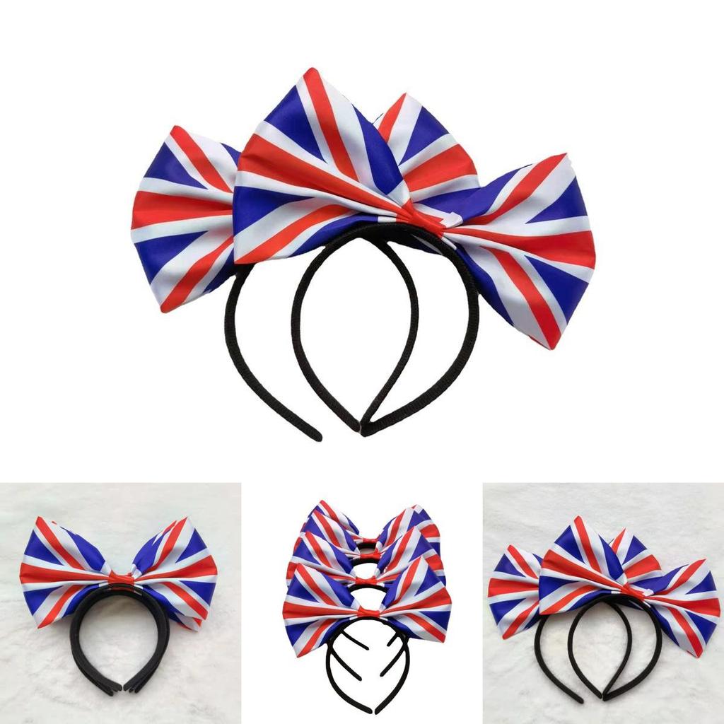 Union Jack Bow Tie Headband Hairband For Patriotic Celebrations And Platinum Jubilee Unisex