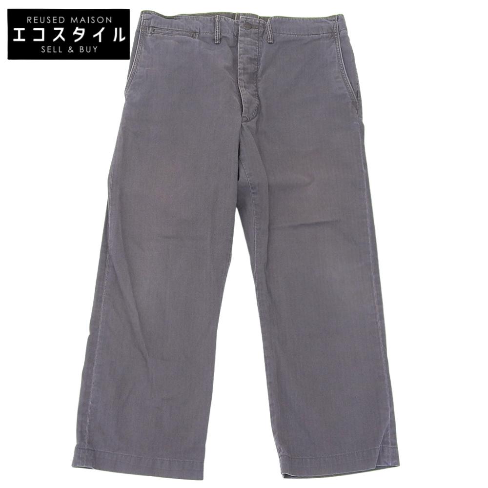 RRL Herringbone Military Field Cloth Cotton Twill Pants, Men's, Gray, Size 34x32 Bottoms 34x32 grayUsed