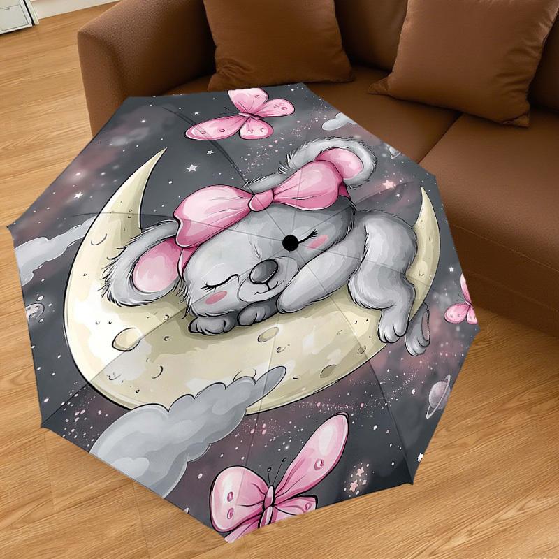 1PC Koala Moon Umbrella-8-Rib Reinforced Portable Folding Travel Suitable for All Seasons Outdoor Daily Use-Z0495