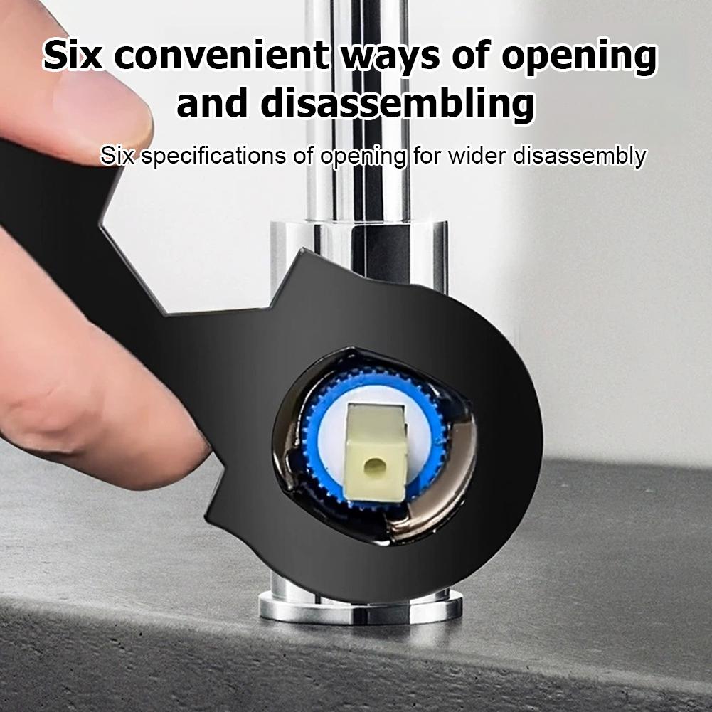 Multifunctional Stainless Steel Faucet Spool Wrench Thickened Extender Heavy Duty Hot Cold Faucet Plumbing Repair Tool for Home
