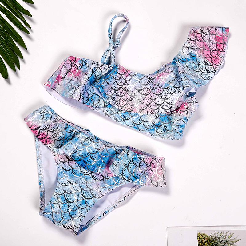 

Девочкин купальник из двух частей с принтом рыбьей чешуи русалки - Доступны размеры S, M, L 100 (Size 4)