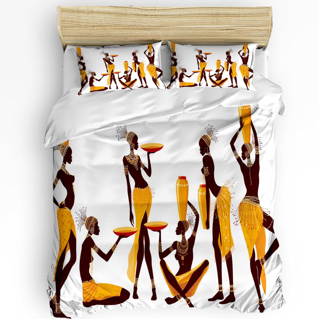 African Woman Dance Ethnic Culture Vase 3pcs Bedding Set For Bedroom Double Bed Home Textile Duvet Cover Quilt Cover Pillowcase