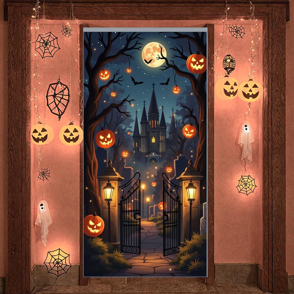 Halloween Banner Night Scene Haunted House Banner Spooky Banner Gothic Design For Halloween Night Halloween Party Haunted House