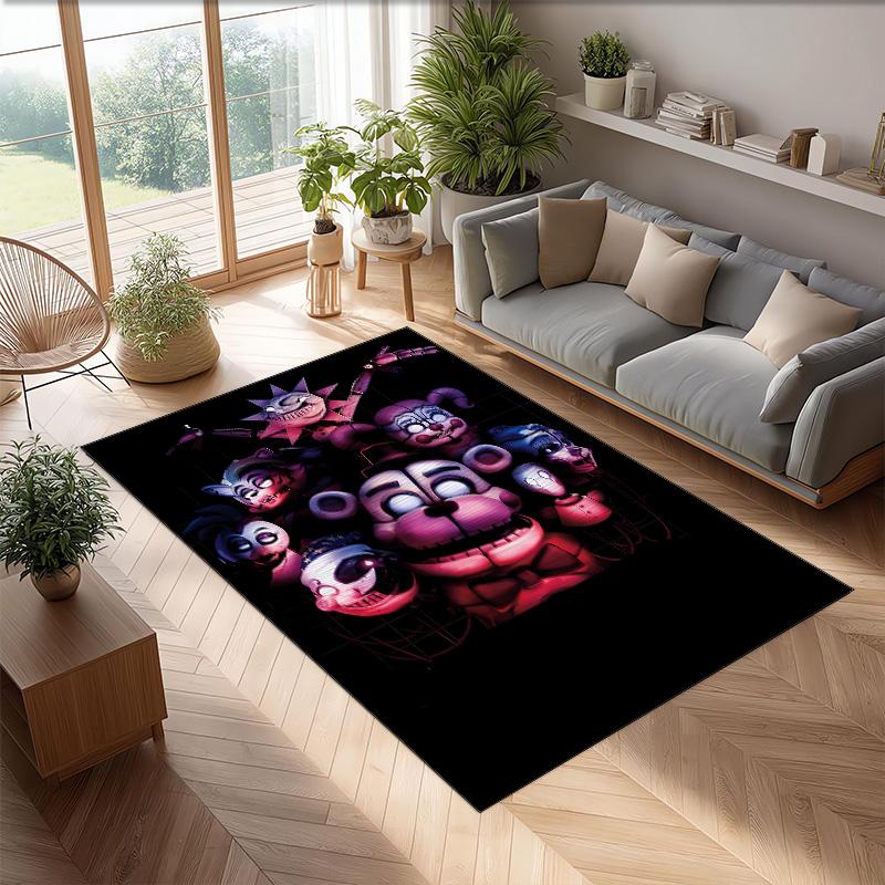 Five Nights at Freddy Printed Crystal Velvet Area Rug, Soft Anti-Slip Water Absorbent Floor Mat for Living Room Bedroom