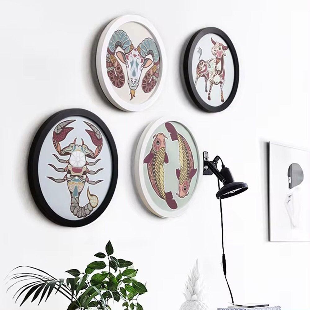 Wooden Round Picture Frames Wall Mounted Round Photo Frame Murale Wall Hanging Picture Holder
