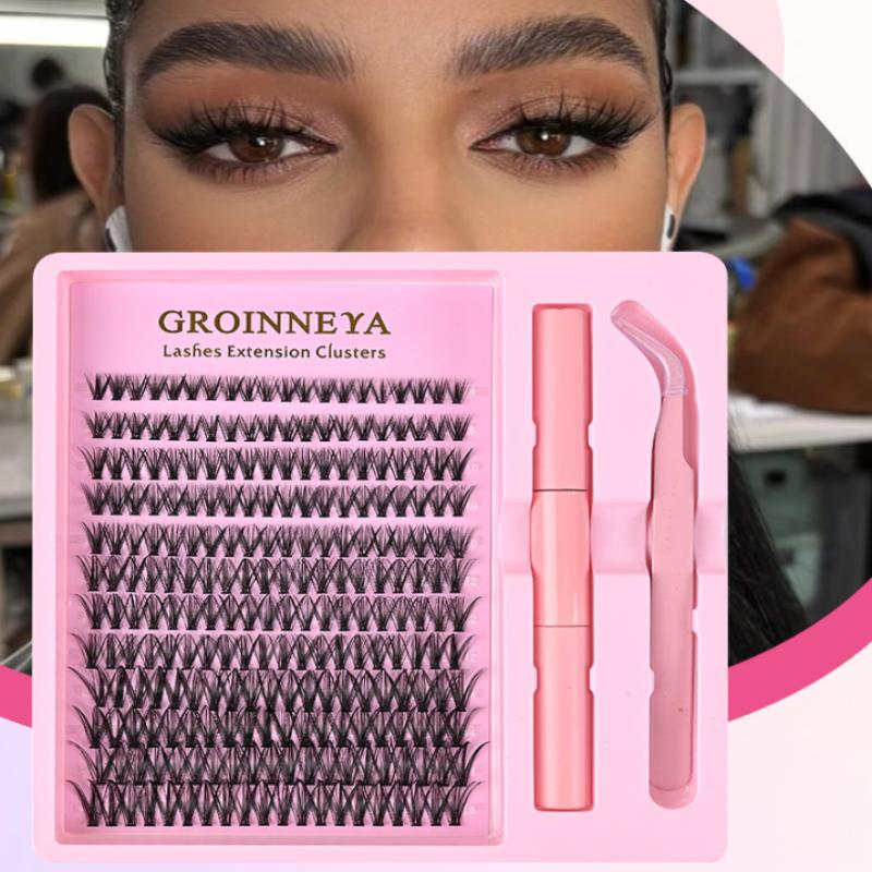 Single Cluster Diy Lash Extension Kit Natural Volume Includes Eyelash Tweezers Bonding Glue For Salon-Quality Results At Home