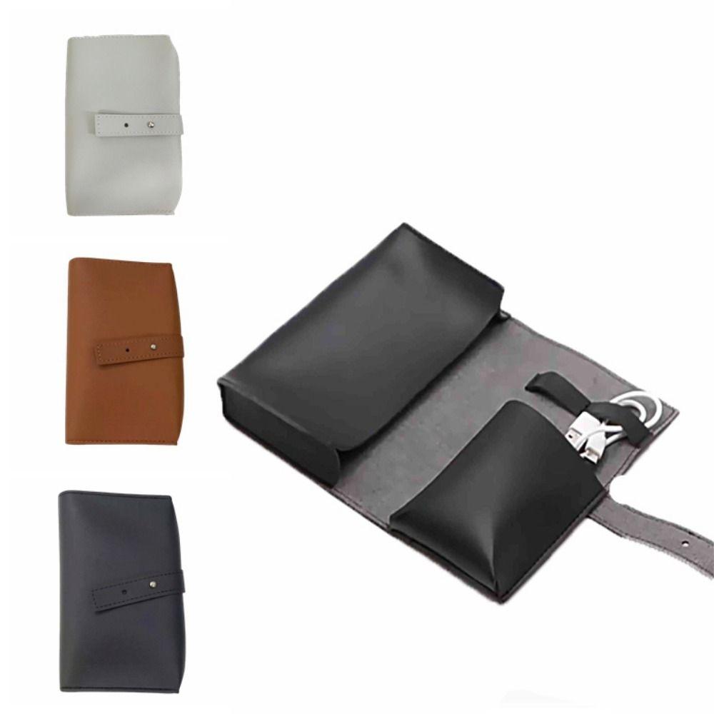 PU Leather Cable Organizer Pouch Durable Data Cable Storage Bag School Accessories