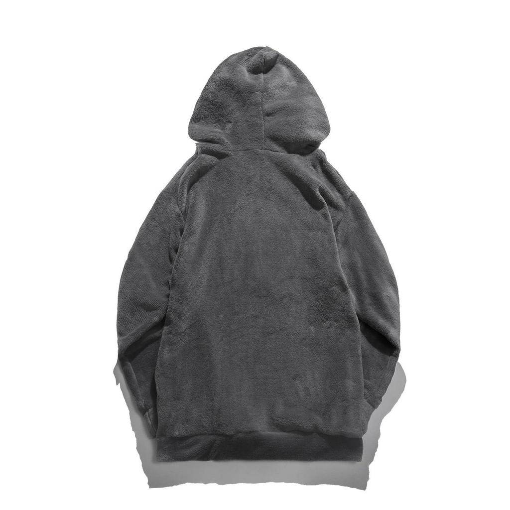 Men's Plus Size Fluffy Coral Fleece Hoodie - Autumn/Winter Casual Fashion Jacket