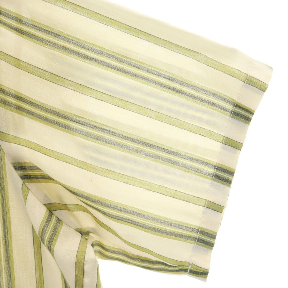 Vintage 70s Striped Pattern Short Sleeve Shirt 16 Green X Beige Men's Used