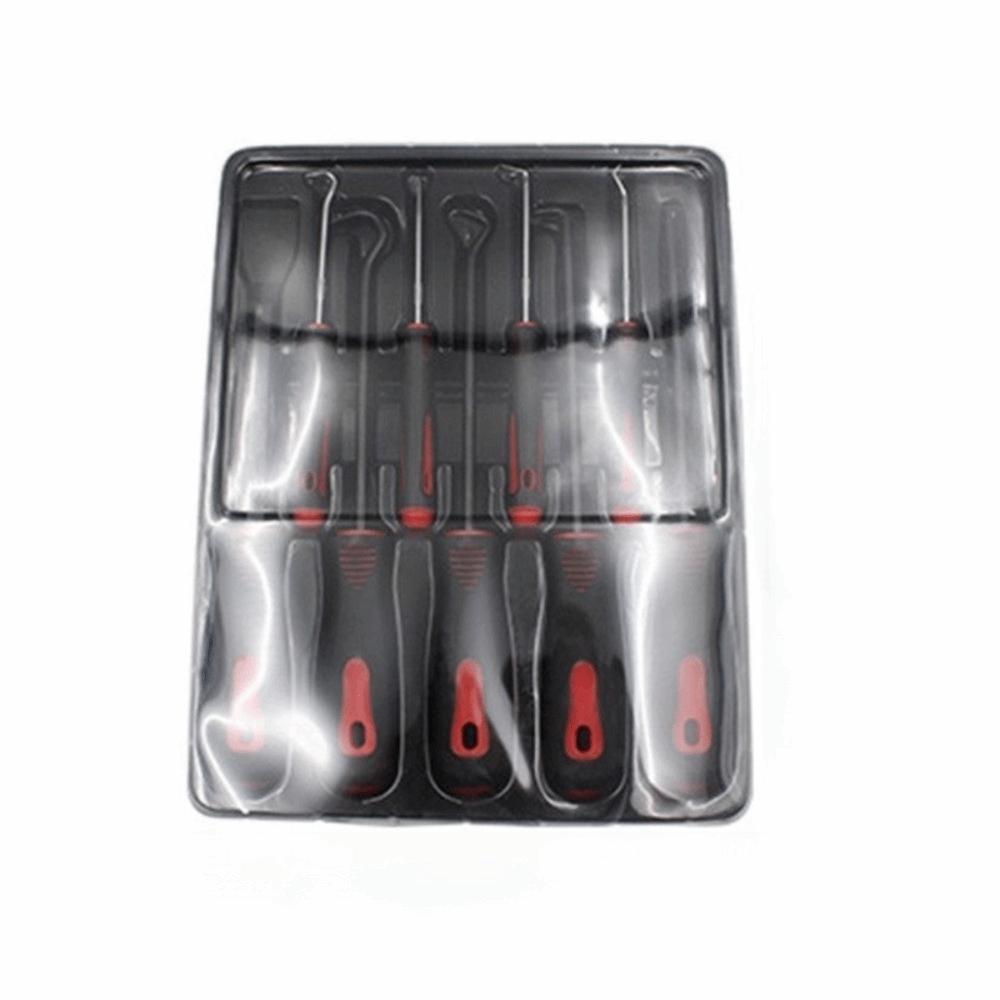 9PCS Durable Hook and Pick Set Multi-Purpose Scraper Hook Pick Set Oil Seal Puller Removal  Home Black+Red
