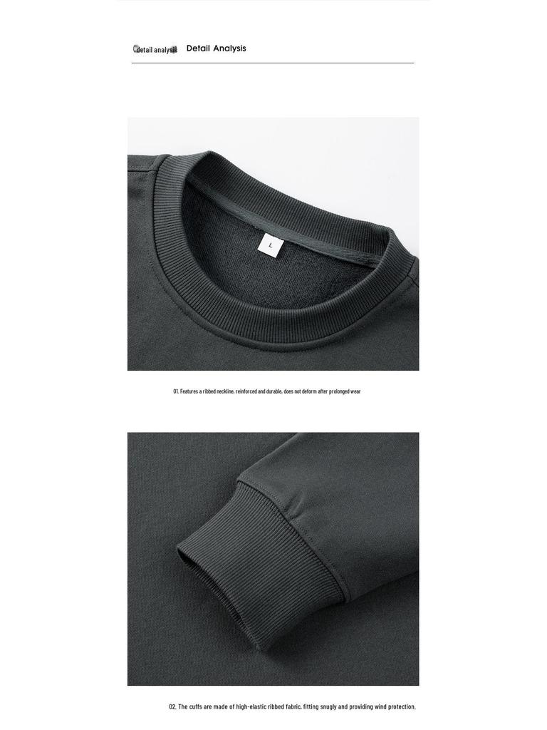 Unisex 430g Heavyweight Round Neck Sweatshirt - Solid Color, Basic Style, High-Quality Cotton Feel