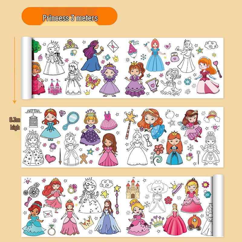 Wall-Safe Kids' Graffiti and Coloring Scroll - Large Paper Art for Kindergarten