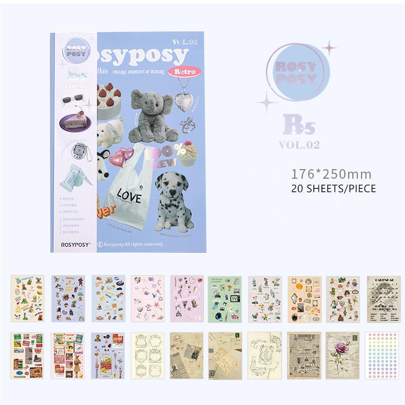 MINKYS Kawaii Magazine Sticker Book Washi Paper Journal DIY Material Decoration Stickers Memo Pad Scrapbooking Ins Stationery