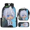 Luxury Novelty Peculiar Cool Anime Cartoon 3D Print 3pcs/Set pupil School Bags Laptop Daypack Backpack Lunch bag Pencil Case