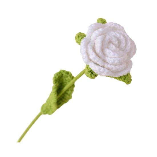 Simulated Flowers Handmade Scented Crochet Fake Flower with Steel Wire