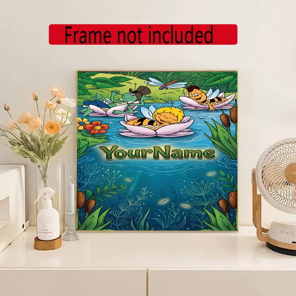Biene Maja Customize Your Name Diamond Painting Round Diamond Diy Frameless Holiday Artwork Suitable For Home Office Wall Decoration