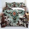 2/3Pcs Bohemian Bull Skull Duvet Cover Set,With Pillowcase Multi Size Bedroom Bedding Decor,Bohemia Rural Style Bedroom Decor