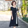 Vestido de verano para mujer, vestido suelto de gasa de talla grande, manga corta, Color sólido, cintura a la moda, vestido de una línea