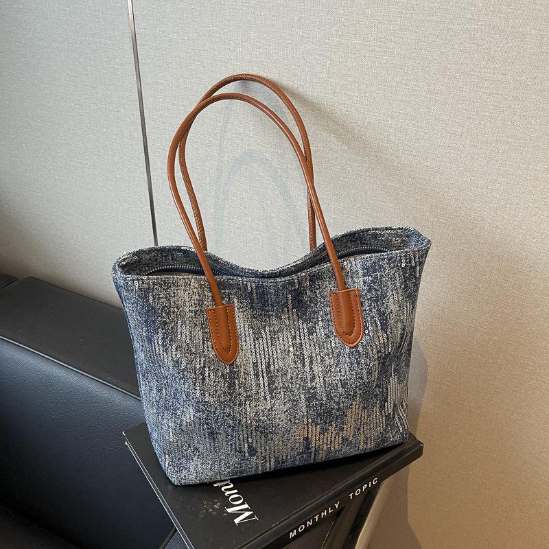 Fashion Large-capacity Tote Bag Women's New Simple Casual Shoulder Bag Denim Women's Bag