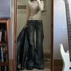 Amerikanische Retro-Schlaghosen, verwaschenes Schwarz, niedrige Taille, schmale Flare-Jeans, Damenmode, E-Girl, gemütliche Denim-Hose, Hiphop, High Street